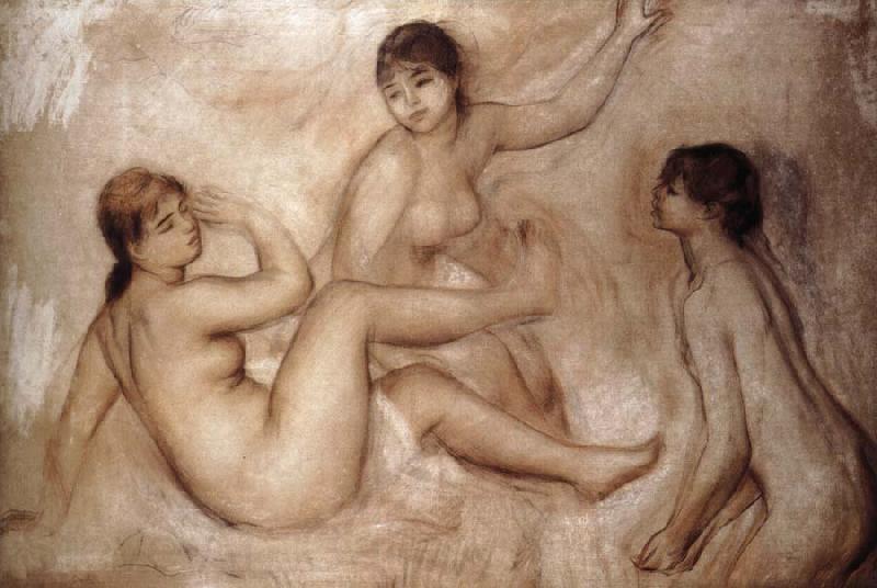 Pierre Renoir Three Bathers by the Water Spain oil painting art